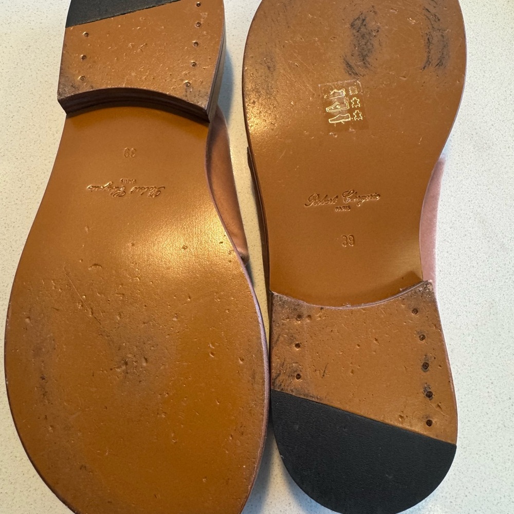 Robert Clergerie Blush Velvet Knotted Slide Sandals - Picture 4 of 5